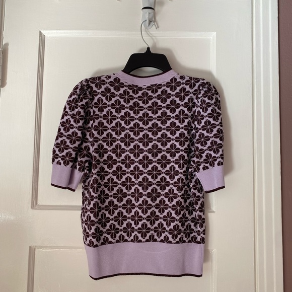 Kate Spade Purple Flower Spade Short Sleeve Sweater - Picture 2 of 3